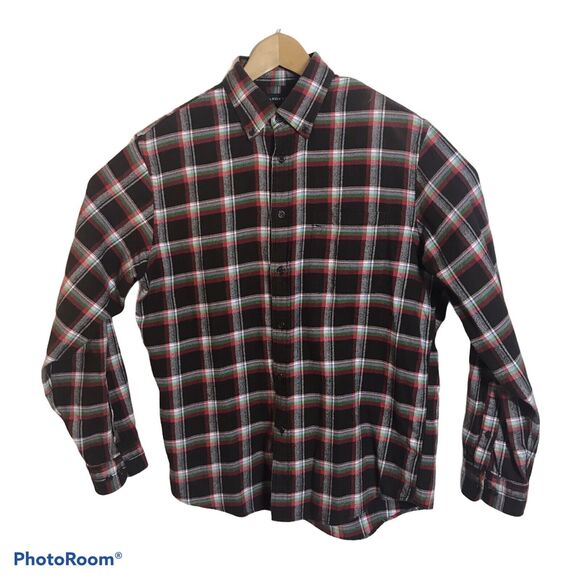 Lands End Mens Brown Plaid Flannel Button Up Shirt Size Medium 100% Cotton - Picture 3 of 4